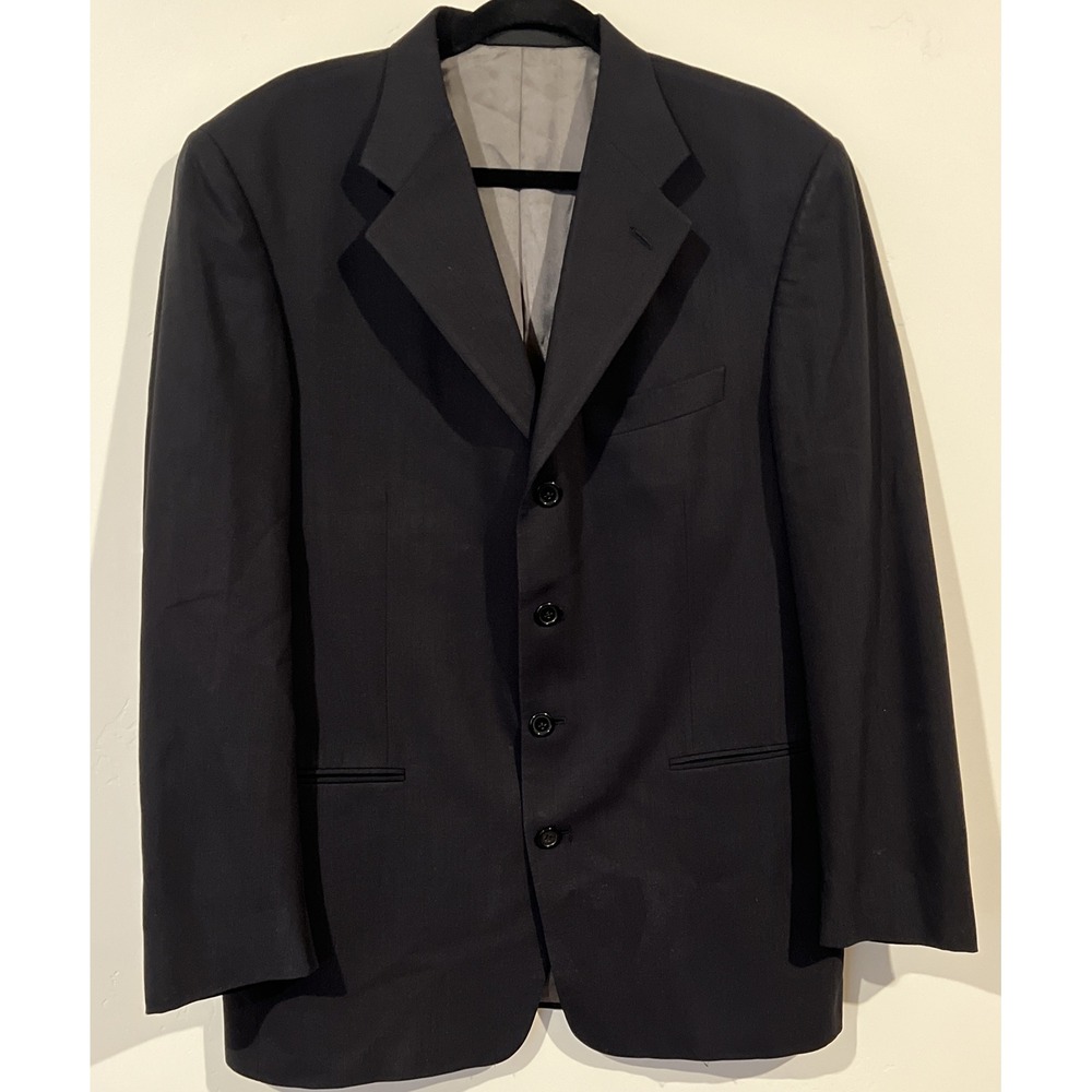 Monsieur By Givenchy Blazer Black  Satin Trim All Wool Size 42R